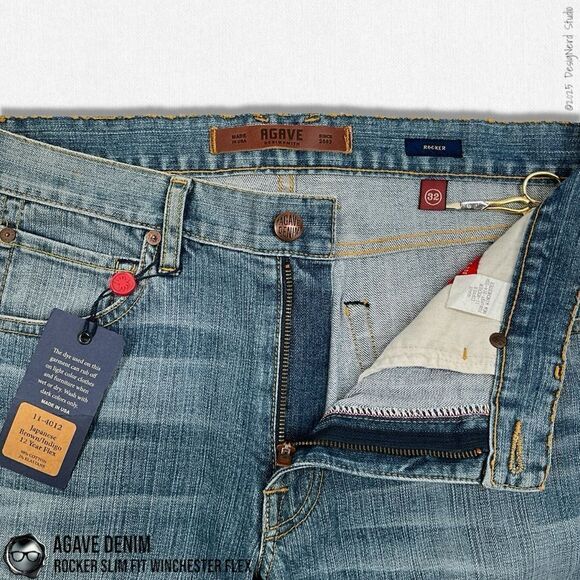AGAVE DENIM ROCKER SLIM FIT WINCHESTER FLEX BLUE JEANS IN JAPANESE BROWN/INDIGO - Picture 8 of 15